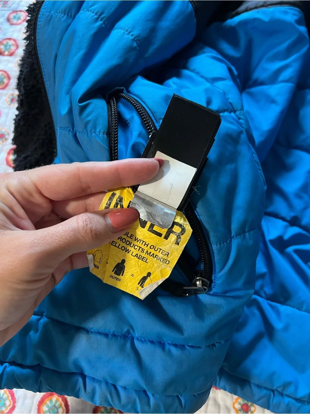 Boy’s Reversible The North Face Blue Black Fleece Puffer Coat size 10/12